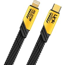 TeknoKapsül K473 Mecha Style Type-C To Lightning 27W 1.2mt Şarj Kablosu Sarı