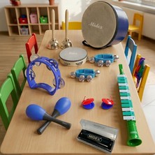Midex Örf Aletleri Seti Median Paket-1 Maracas Zil Kastanyet Ritim Seti Mızıka Davul Tef (9 Parça)