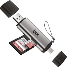 TeknoKapsül Bix Adp-11 Mikro Sd Kart Okuyucu Type-C & USB 3.2 Gen1, Hafıza Kartı Okuyucu Micro Sd Için Otg, Sdhc, Sdxc, Mmc Kart Adaptörü, Ipad, , Bilgisayar, Telefon ve Tablet ile Uyumlu