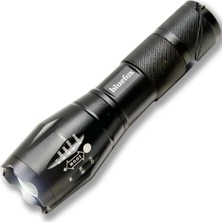 TeknoKapsül Güçlü LED El Feneri, 10W Ultra Parlak Işık, 5 Farklı Mod, Zoom Özellikli, Dayanıklı Aluminyum Gövde