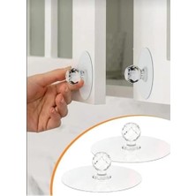 TeknoKapsül Yapışkanlı Kristal Kulp Askı Dolap, Ayna, Kapak Çekme Kulbu Topuz