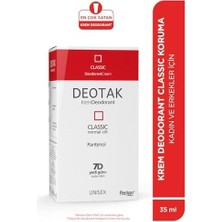 TeknoKapsül Deotak Classic Koruma 7 Güne Kadar Etkili Hassas Ciltler Için Kadın - Erkek Kullanım Krem Deodorant 35 ml