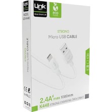 TeknoKapsül K448 Strong Micro USB Data/şarj Kablosu 1mt 2.4A Beyaz