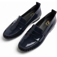 Ne&Ve Shoes Rugan Deri Astarsız Esnek Kadın Günlük Şık ve Rahat Loafer
