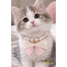 PHENORA Şık Tasarım Kedi Tasması - Fiyonk Desen Pembe Kedi Kolyesi