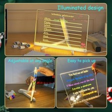 TeknoKapsül LED Işıklı Akrilik Yazı Tahtası – 20X20 cm Şeffaf Masaüstü Not Panosu, USB Bağlantılı, 7 Renkli Kalem ve Stand Dahil, Çocuklar Için Eğlenceli Yazı Tahtası, Masa Dekoratif Ledli Işık Panosu (20X30 Cm)