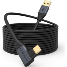 TeknoKapsül 5 Gbps Type-C Vr Data Şarj Kablosu Oculus 2 Için Link Cable 90° Type-C Uç USB 3.2 Kablo 5 Metre 3A CC1064 Profesyonel Bilgisayar Bağlantı Kablosu