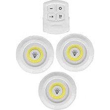TeknoKapsül Uzaktan Kumandalı Pilli LED Spot Lamba Ampul 3'lü Set Yapışkanlı