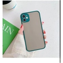 TeknoKapsül 11 ile Uyumlu Arka Kısmı Mat Şeffaf Yapıya Sahip Kenarları Silikon Tpu Malzemeden Üretilmiş Renkli Tuşlara Sahip Kamera Korumalı Transparan Kılıf (Haki)