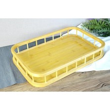 TeknoKapsül Premium Bambu Serisi 38X26 cm Çitli Diktördgen Tepsi