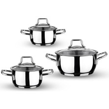 TeknoKapsül Topline 6 Parça Mini Tencere Seti 12-14-16CM