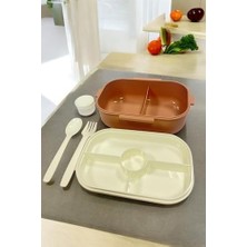 TeknoKapsül Bölmeli Kaşık Çatallı Beslenme Kutusu Tekli VP-943, Çok Renkli