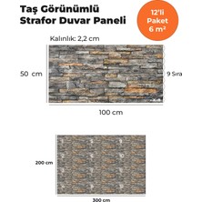 KnB Duvar Paneli ve Söve Oymataş Görünümlü  Strafor Duvar Paneli (12'li Paket)