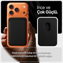 TeknoKapsül 17/16/15/14/13/12 Serisi Için Güçlü Manyetik Özellikli Aksesuarlarıyla Uyumlu Deri Cüzdan Kartlık (Siyah)