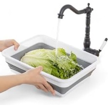 TeknoKapsül Katlanabilir Dikdörtgen Bulaşık Sepeti, 4 Litre Çok Amaçlı Katlanabilir Dikdörtgen Sepet, Katlanır Bulaşık ve Çamaşır Sepeti 20CM*27CM*8CM