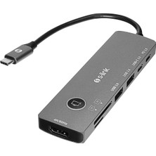 S-link SW-U707 HDMI OnOff Gri Metal 7 in 1 2*USB 3.0, 1*Type-C 3.1, 1*PD, 1* HDMI 4K60HZ, SD ve TF Type C Hub Adaptör