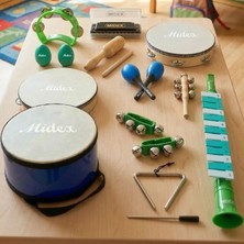 Midex Örf Aletleri Seti Median Paket-3 Maracas Zil Melodika Üçgen Ritim Mızıka Davul Tef (13 Parça)