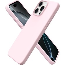 TeknoKapsül 16 Pro Max ile Uyumlu, Ince Sıvı Silikon 3 Katmanlı Tam Kaplamalı Yumuşak Jel Kauçuk Darbeye Dayanıklı Telefon Kılıfı, Çizilmez Mikrofiber Astarlı Koruyucu Kılıf, Pudra Pembe