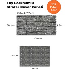 KnB Duvar Paneli ve Söve K&B Kesmetaş Görünümlü Strafor Duvar Paneli Kestas-106 (12'li Paket)