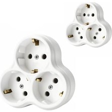 TeknoKapsül 2 Adet, Topraklı Priz Çoklayıcı Fiş, 3'lü, Beyaz, 16A 250V, Maksimum 3600W,