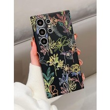 TeknoKapsül Desenli Galaxy S23 Ultra Uyumlu Telefon Kılıfı – Koruyucu Telefon Kılıfı – Siyah Zemin, Modern Sanatsal Tasarım ve Desen Kalitesi Pöfüdü02 (Flowers)