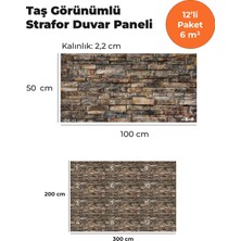 KnB Duvar Paneli ve Söve Oymataş Görünümlü  Strafor Duvar Paneli (12'li Paket)