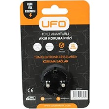 TeknoKapsül Ufo Tekli Akım Korumalı Anahtarlı Priz 16A 250V, Max 3500W Aşırı Yük Koruması (Siyah)