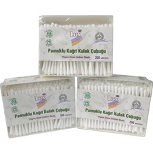 TeknoKapsül Lux Pamuklu Kağıt Kulak Çubuğu, 3 Paket, Toplam 600 Adet