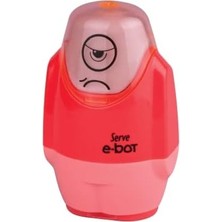 TeknoKapsül E-Bot Silgili Kalemtıraş Fosforlu Kırmızı 4lu Set