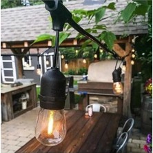 TeknoKapsül Bahçe Aydınlatma Armatürü, E27 Duy, 20 Ampul Kapasiteli, 10 Metre, Siyah Bahçe Organizasyon Işığı Eklenip Uzatılabilir Sarmaşık Dış Mekan Aydınlatma