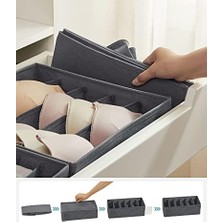 TeknoKapsül Iç Giyim Düzenleyici 8'li Set, Çekmece Düzenleyici, Katlanabilir, Düzenleyici, Saklama Kutusu Dolabı, Kumaş Kutuları Saklama, Sütyen, Çorap, Kravat, Gri RUS08GY