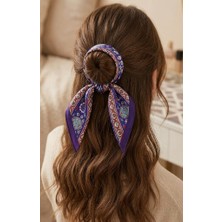 Mavi Masal Etnik Desenli Kadın Mavi Fular ve Bandana