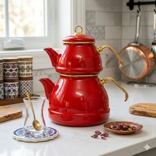 Köklü Züccaciye Jumbo Boy/aile Boy Emaye Çaydanlık