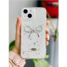 TeknoKapsül 13-14 - 15 ile Uyumlu Şeffaf Simli Epoksili Telefon Kılıfı