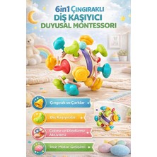 Mj Toys Bebek Oyuncağı Çıngıraklı Diş Kaşıyıcı Duyusal Montessori Oyuncak 6 In 1 Bebek Oyuncağı