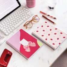 TeknoKapsül A5 Spiralli Karton Kapak 2’li Set Çizgili Okul Defteri 80 Yaprak, Ders Programlı Çilek