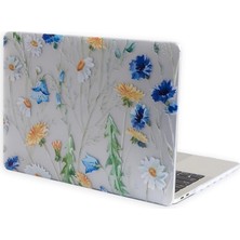TeknoKapsül Air 13 Inç Kılıf A1369 A1466 Uyumlu Mat Tpu Sert Kapak Çiçek Desenli Uv Lazer Baskı Ince Hafif Koruma Darbe Emici Tasarım Sarı