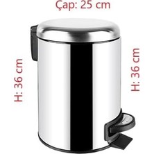 TeknoKapsül Paslanmaz Pedallı Çöp Kovası Krom 12 Lt (000302)