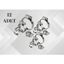 TeknoKapsül Tork Ayarlı Hortum Kelepçesi 406 Paslanmaz Çelik, 12 Adet Farklı Ebatlarda Ayarlanabilir Bağlantı Elemanı