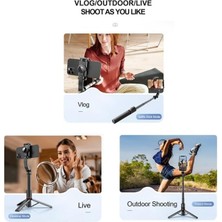 TeknoKapsül Gimbal Stabilizer Selfie Stick – 2’si 1 Arada Kablosuz Bluetooth Uzaktan Kumandalı, 700MM Ayarlanabilir Yükseklik, Ios & Uyumlu, Titreşim Önleyici Telefon Tripodu | L19