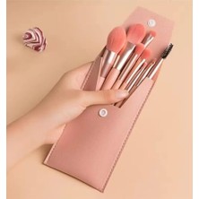 TeknoKapsül 8'li Profesyonel Makyaj Fırça Seti, Rose Gold, Seyahat Çantalı, Göz ve Yüz Makyajı Için