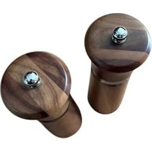 TeknoKapsül Akasya Komple Ahşap Tuz Karabiber Değirmeni Baharat Öğütücüsü 21 cm - 2 Adet - 393