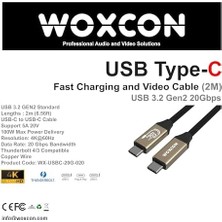 TeknoKapsül - USB C Hızlı Şarj ve Görüntü Kablosu, USB 3.2 Gen2 Standart 20G Bandwith, Thunderbolt 4/3 Uyumluluk, 4K 60Hz Çözünürlüğüne Kadar Destekler, 5A 20V, 100W Şarj Gücü 2 Metre