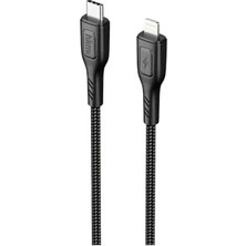 TeknoKapsül Knıt 30W Hızlı Şarj Destekli, Type-C To Lightning Şarj ve Data Aktarım Kablosu, 1 Metre, Siyah