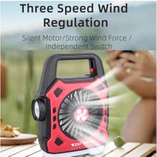 TeknoKapsül Çok Fonksiyonlu Şarjlı Fanlı Kamp Lambası, Taşınabilir Işık, Kamp Yürüyüş Balıkçılık Acil Durum Deprem USB Şarj Edilebilir Vantilatör Fanlı Kamp Işığı