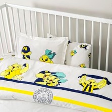 TeknoKapsül Stripe Standart Pamuk Nevresim Takımı, Sarı-Lacivert, Bebek