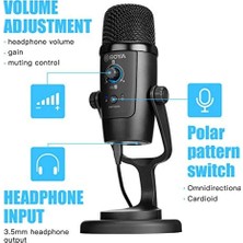 TeknoKapsül USB Kondansatörlü Mikrofon, BY-PM500 USB Stüdyo Mikrofonu, Windows, Mac ve Pc Için, Vokal, Youtube Akışı, Oyun, Konferans Çağrısı, Asmr, Podcast Video Kaydı Için Çıkarılabilir Stant