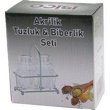 Tuzluk 2pcs Şeffaf Kapak Akri̇li̇k Tuzluk Bi̇berli̇k Baharatlik Metal Standli Kare Bombeli̇