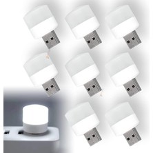 TeknoKapsül Mini USB LED Işık, 1W Enerji Tasarruflu, Gece Aydınlatma, Rehber Gece Lambası, Kitap Okuma Lambası Işığı, Küçük Yuvarlak Işıklar (8 Adet)