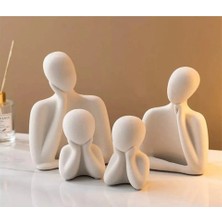Tedisanat Dekoratif 2 Çocuklu Aile Biblo Obje 4 Lü Set